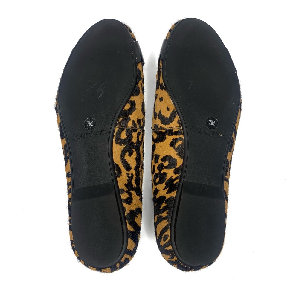 Calvin Klein Oneta Leopard Print Calf Hair Leather Embellished Ballet Flats - 7 - Picture 5 of 7